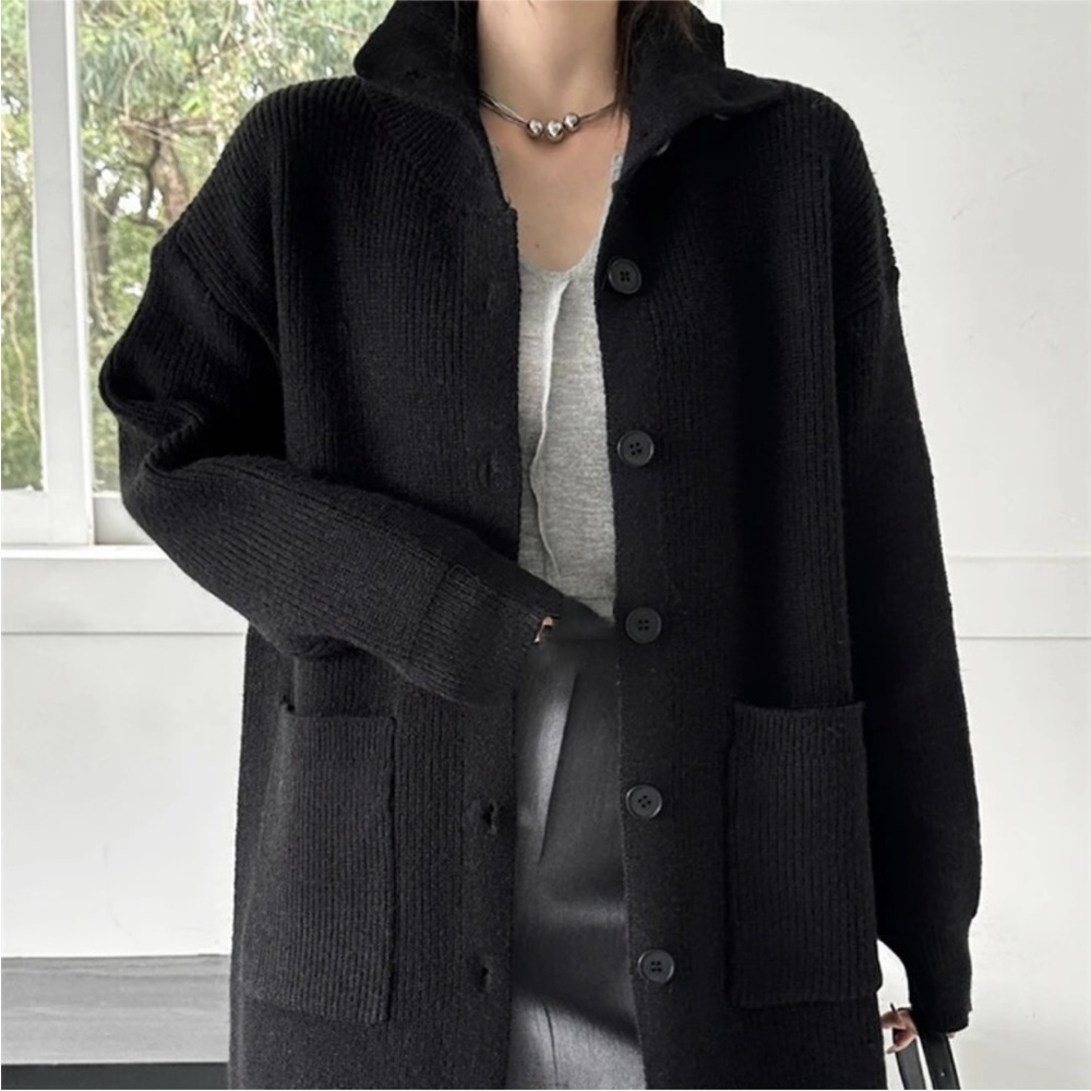 Long Black Cardigan. Summer Campfire Sweater Chun… - image 4